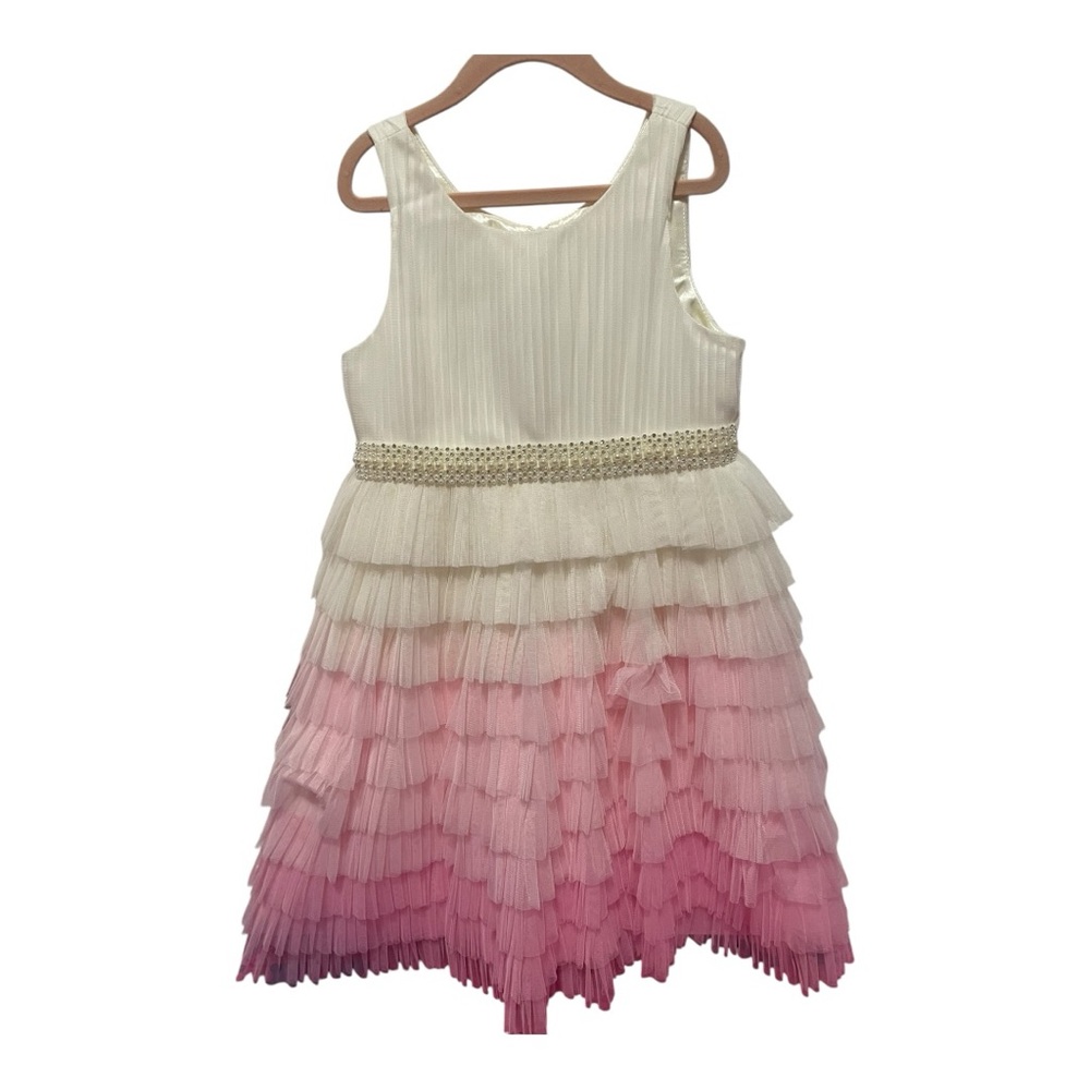 American Princess Ombré Ivory Pink Tiered Dress. Size 6X/7.